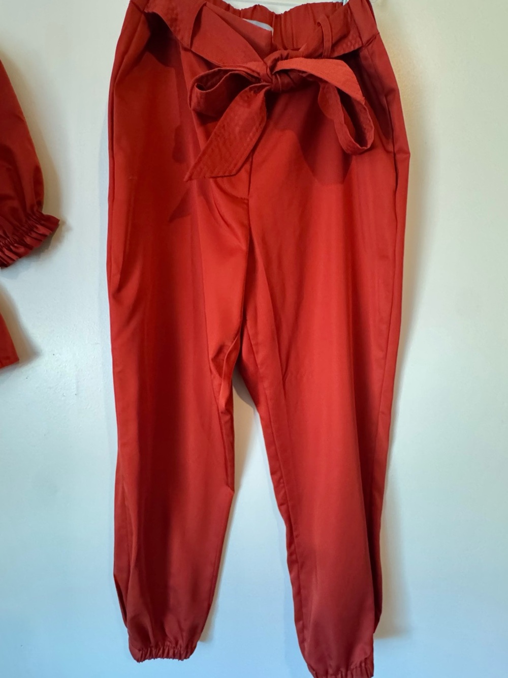 ANTONIO MELANI Rust Red Tie-Waist Jogger Pants